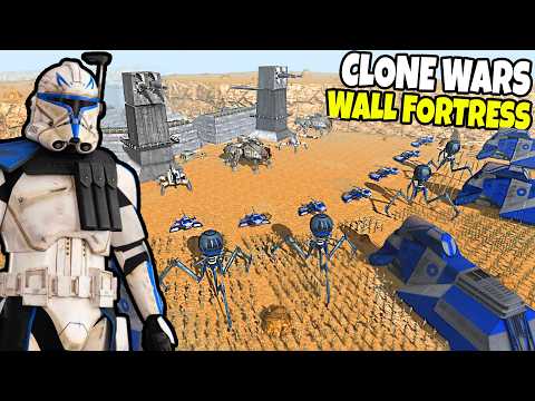Captain Rex's Clone Army WALL FORTRESS vs 5,000 DROID ARMY Invasion?! - Men of War: Star Wars Mod