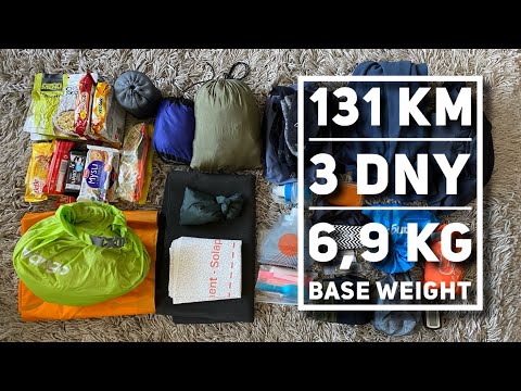 VYBAVENÍ NA 131 km, 3 dny - 6,9 kg base weight
