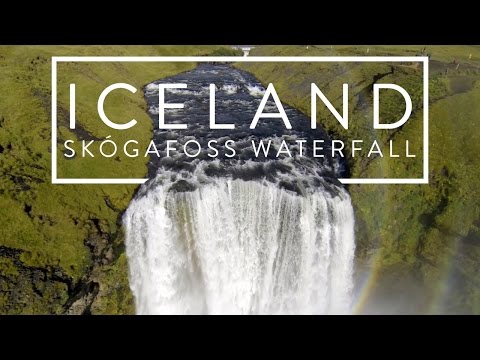 Amazing view on Skógafoss waterfall in I