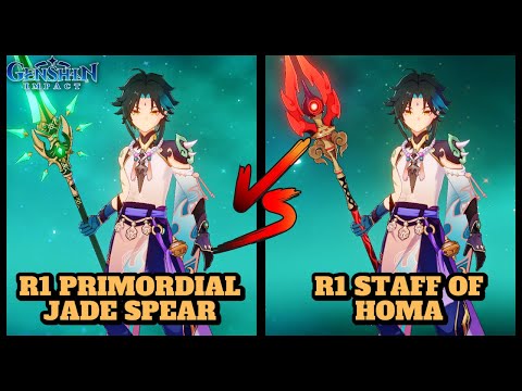 XIAO: R1 PRIMORDIAL JADE WINGED SPEAR VS R1 STAFF OF HOMA! (COMPARISON) | Genshin Impact