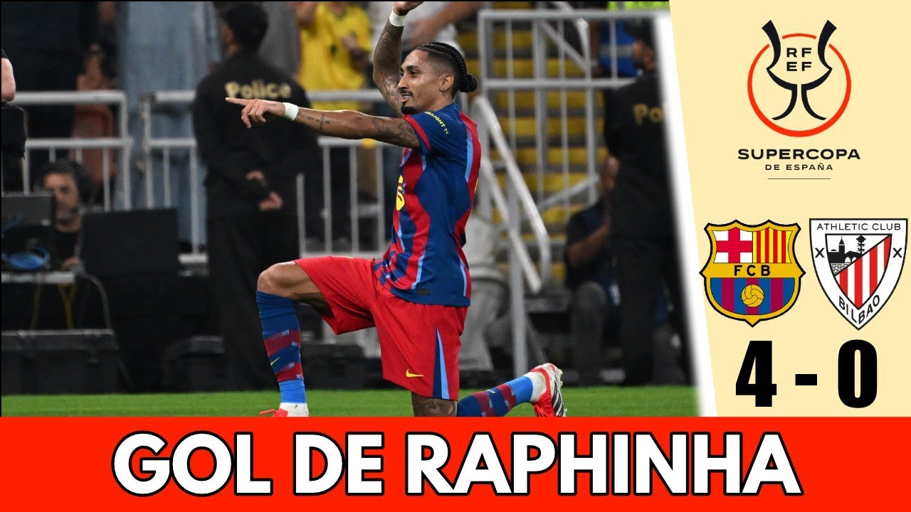 GOLAZO DE RAPHINHA. BARCELONA está BAILANDO 4-0 al BILBAO en la primera mitad | Supercopa de España