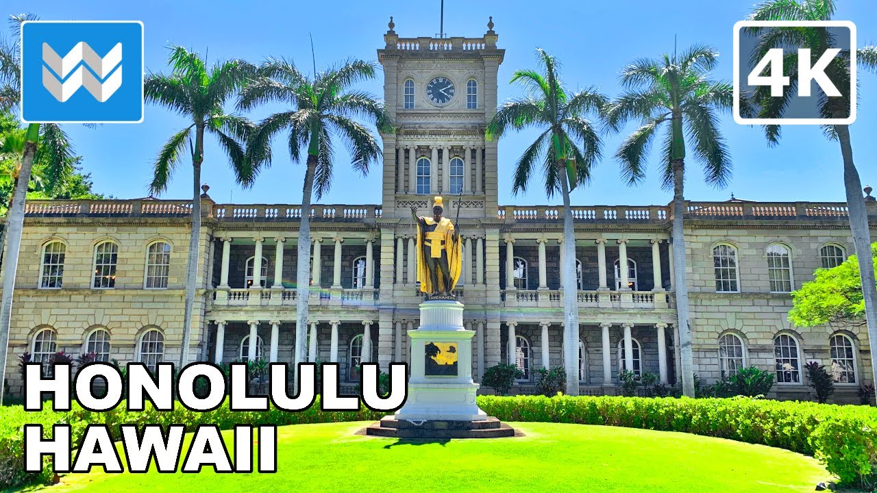 Immersive street-level walking tour through Honolulu, HI, United States, showcasing authentic urban landscapes, local architecture, and the vibrant atmosphere of the city's neighborhoods