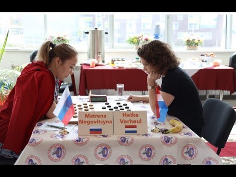 Matrena Nogovitsyna (RUS) - Heike Verheul (NED). Women's World Draughts Championship. 2019.