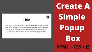 How to Create Simple Popup Box / Modal using HTML CSS &amp; JavaScript
