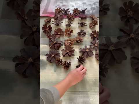 Valentines pinecone flower wreath prep | Pinecone Craft ideas series