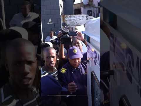Tense standoff at an anti-migrant protest in a South African town | AJ #shorts