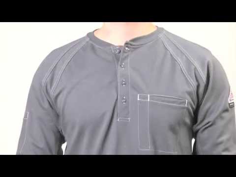 Bulwark Shirts: Men's Charcoal QT20 CH Flame-Resistant iQ Series Henley Shirt