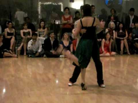  Cecilia Gonzalez  and  Somer Surgit  are  dancing  to  a  nontraditional song  at  Austin Tango Festival  in  2009