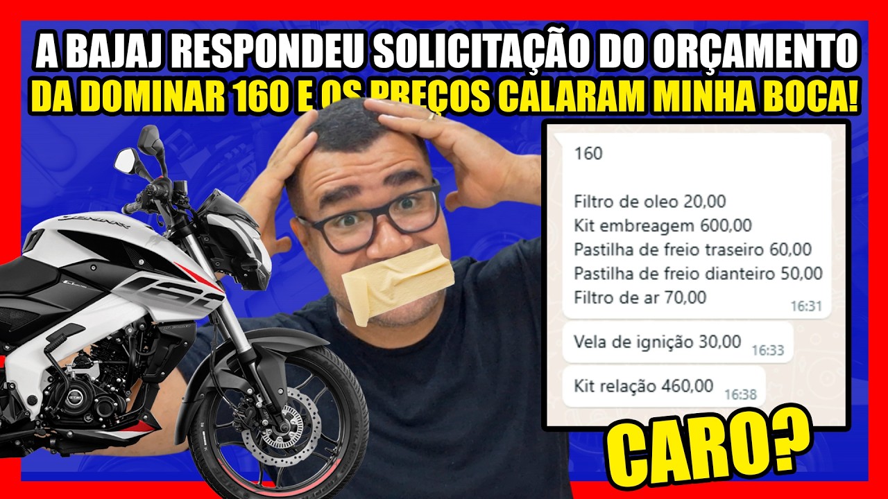 A BAJAJ RESPONDEU SOLICITAÇÃO DO ORÇAMENTO DA DOMINAR 160 E OS PREÇOS CALARAM MINHA BOCA!
