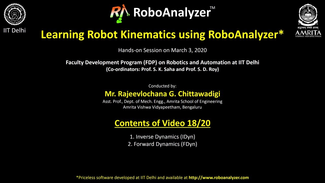 Video 18: Inverse and forward dynamics of serial robot: Brief explanation