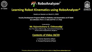 Video 18: Inverse and forward dynamics of serial robot: Brief explanation