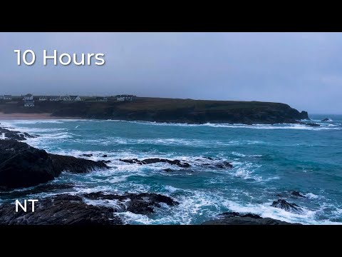 Stormy Ocean Waves Crashing on Rocks off Atlantic Coast | Winter Sea Sounds for Sleep & Relaxation