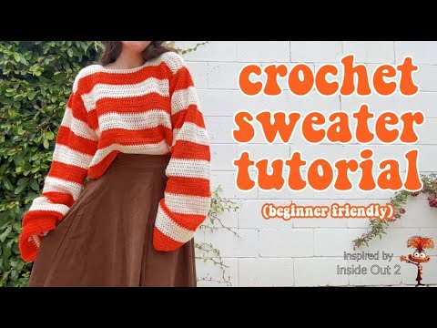 Crochet Striped Sweater Tutorial │ Beginner Friendly Inside Out 2 ANXIETY Inspired Sweater