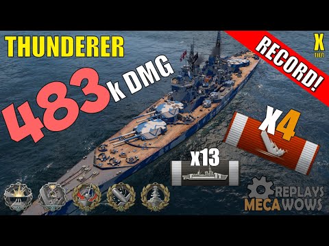 DAMAGE RECORD! Thunderer 4 Kills & 483k Damage | World of Warships Gameplay