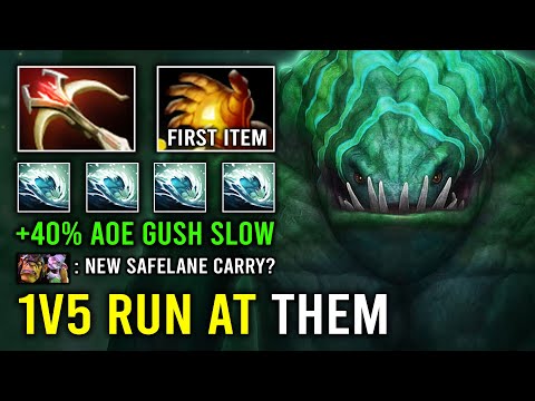 NEW 1v5 Safelane Carry +40% AoE Gush Can't Kill Tidehunter First Item Midas Dota 2
