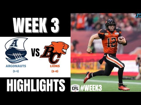 Toronto Argonauts vs BC Lions | 2022 CFL Week 3 | Highlights