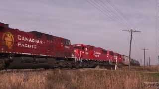 CP 645 west thru Tilbury with doubled up empty crude/ethanol train. Nov 17 2012