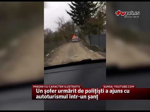 Un șofer urmărit de polițiști a ajuns cu autoturismul într-un șanț