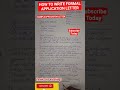 Application Letter How To Write A Formal Application Letter