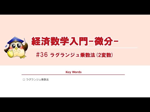 ＃36 ラグランジュ乗数法（2変数）（BGMあり）