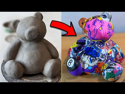 Painting My Clay Teddy Bear Sculpture!