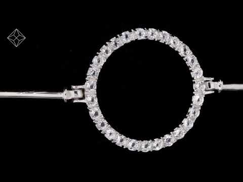 UD3286 - SILVER CIRCLE OF LIFE BANGLE WITH WHITE TOPAZ - TESORO COLLECTION