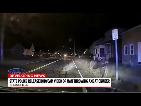 VIDEO: man throws axe at State Police cruiser