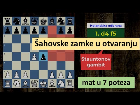 Šahovske zamke u otvaranju - holandska odbrana  - Stauntonov gambit
