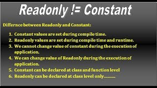 C# interview question - What is difference between readonly and constant?