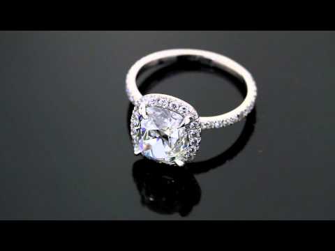 2.64 Carat F-VS-1 Old Mine Brilliant Diamond Halo Engagement Ring by ERD