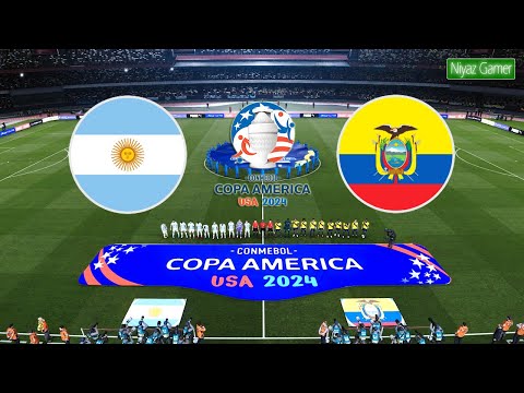 ARGENTINA vs ECUADOR - COPA AMERICA 2024 USA | Quarter Final | Full Match All Goals | PES Gameplay