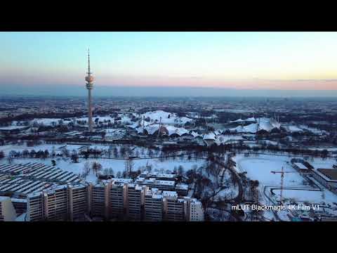 München von oben: Olympiadorf und Nymphenburger Schloss
