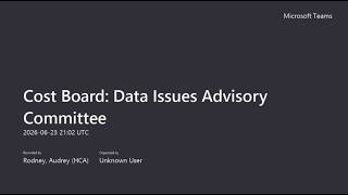 June 23, 2026, Meeting of the Data Issues Advisory Committee