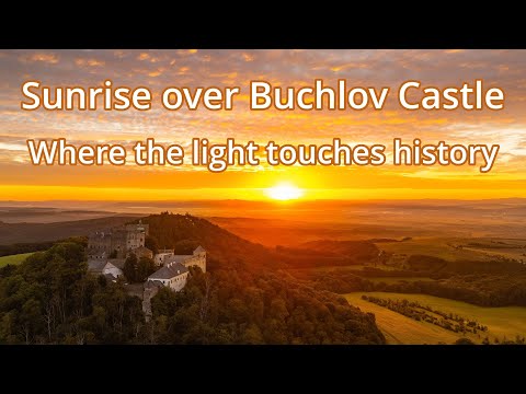 Sunrise over Buchlov Castle | Soft Light, Haze & Awakening Nature – 4K Ambient Drone Video