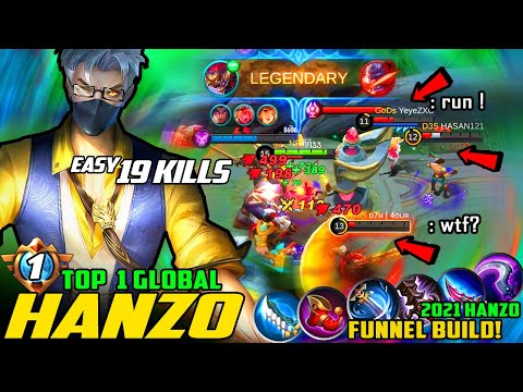 Hanzo 2021 Funnel Build & Gameplay! Top 1 Global Hanzo & Top 1 Supreme Peru ~ Mobile Legends