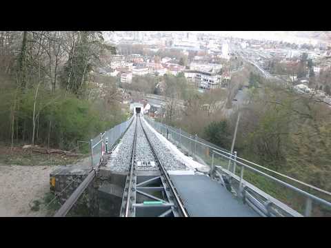 Standseilbahn 2500.01 Biel - Magglingen Talfahrt 2020 am Abend - funicular Magglingen Switzerland