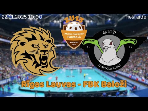 Florbols zēni U13. Rīgas Lauvas - FBK Baloži. Rīgā, 22.11.2025.
