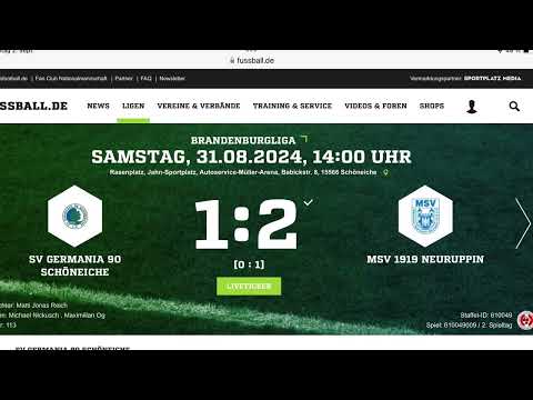 SV Germania 90 Schöneiche - MSV 1919 Neuruppin 1:2 (0:1)