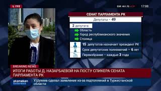 ИТОГИ РАБОТЫ Д. НАЗАРБАЕВОЙ НА ПОСТУ СПИКЕРА СЕНАТА ПАРЛАМЕНТА РК