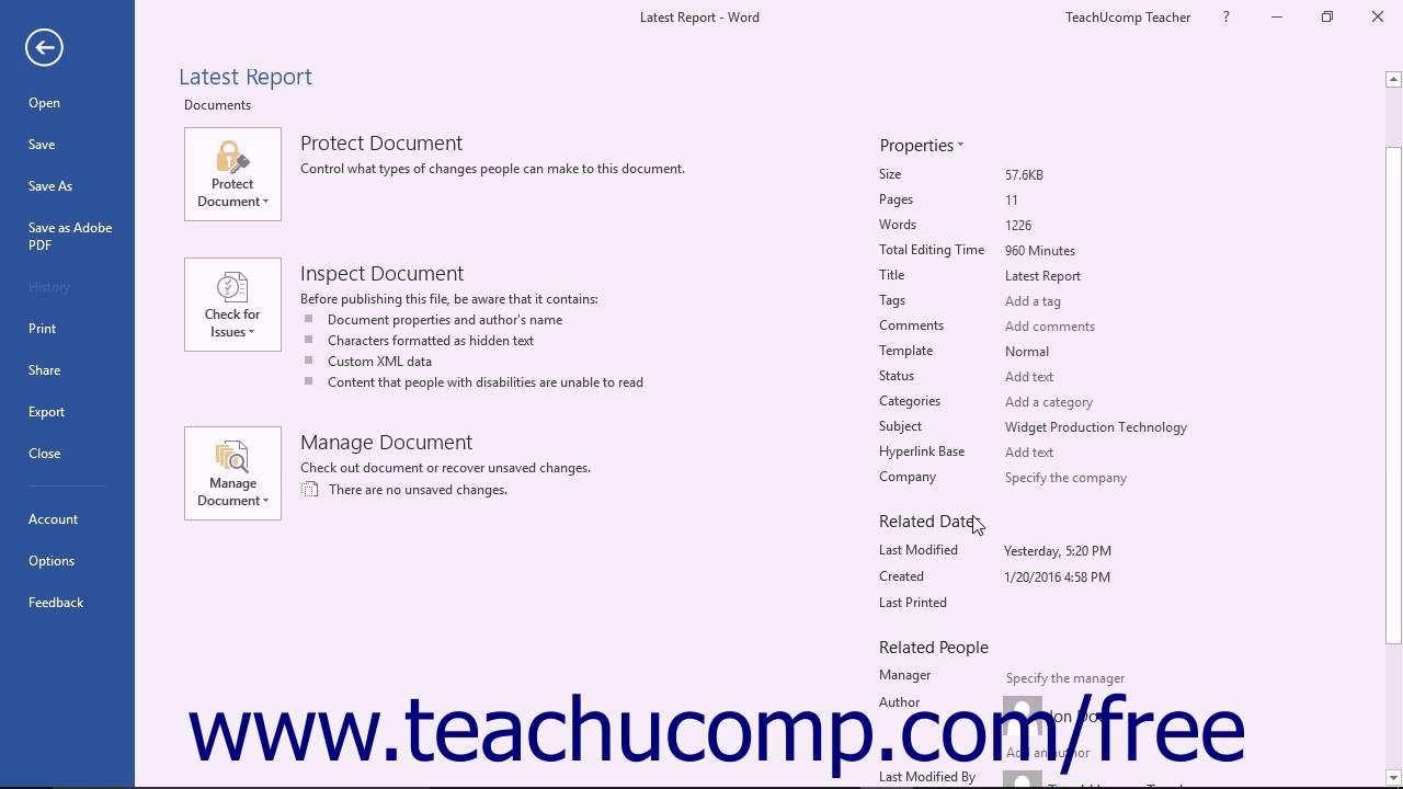 How to insert document properties field in Word?