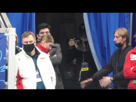 Алена Косторная,Евгений Плющенко,Сергей Розанов.Наставления тренеров перед КП.Финал Кубка России