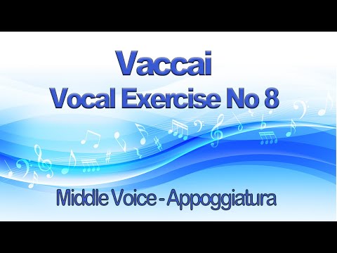 Vaccai Practical Method Lesson 8 Appoggiatura Key Eb for Middle Voice for Mezzo Soprano and Baritone