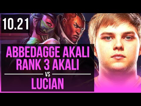 Abbedagge AKALI vs LUCIAN (MID) | Rank 3 Akali, 15/2/9, Rank 8, Legendary | EUW Challenger | v10.21