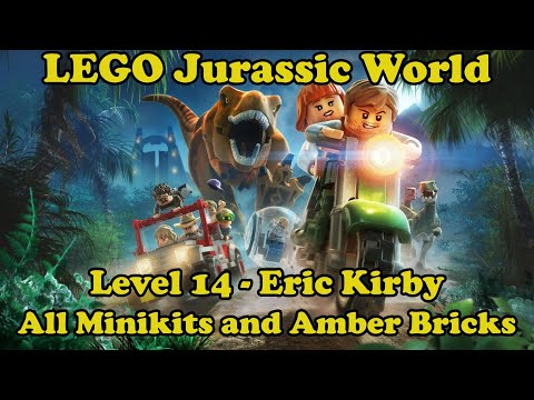 LEGO Jurassic World ALL Minikits and Amber Brick Level 14 Eric Kirby Guide Walkthrough