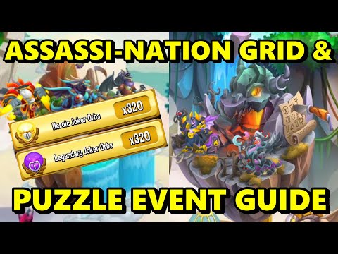NEW ASSASSI-NATION Grid & PUZZLE Island EVENT GUIDES! x320 HEROIC JOKER ORBS COLLECTION! - DC #32
