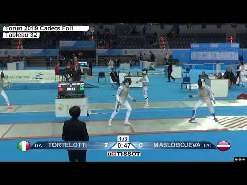 2019 237 T32 08 F F Individual Cadets Torun POL WCH RED MASLOBOJEVA  LAT vs TORTELOTTI  ITA
