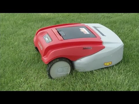 A futuristic, hands free lawn mower