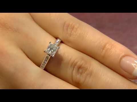 PR1022 0.85 Carat Princess Cut Side Stone Diamond Engagement Ring