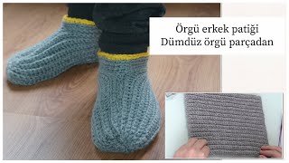 Dümdüz örgü parçadan Erkek, kadın için örgü patik modeli/ örgü modelleri/ tığ işi / Figen Ararat