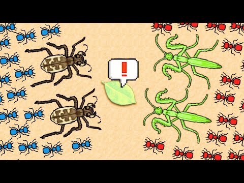 MASSIVE Ant Armies BATTLE With Mantis & Tiger Beetle HEROES!  - Pocket Ants Colony Simulator